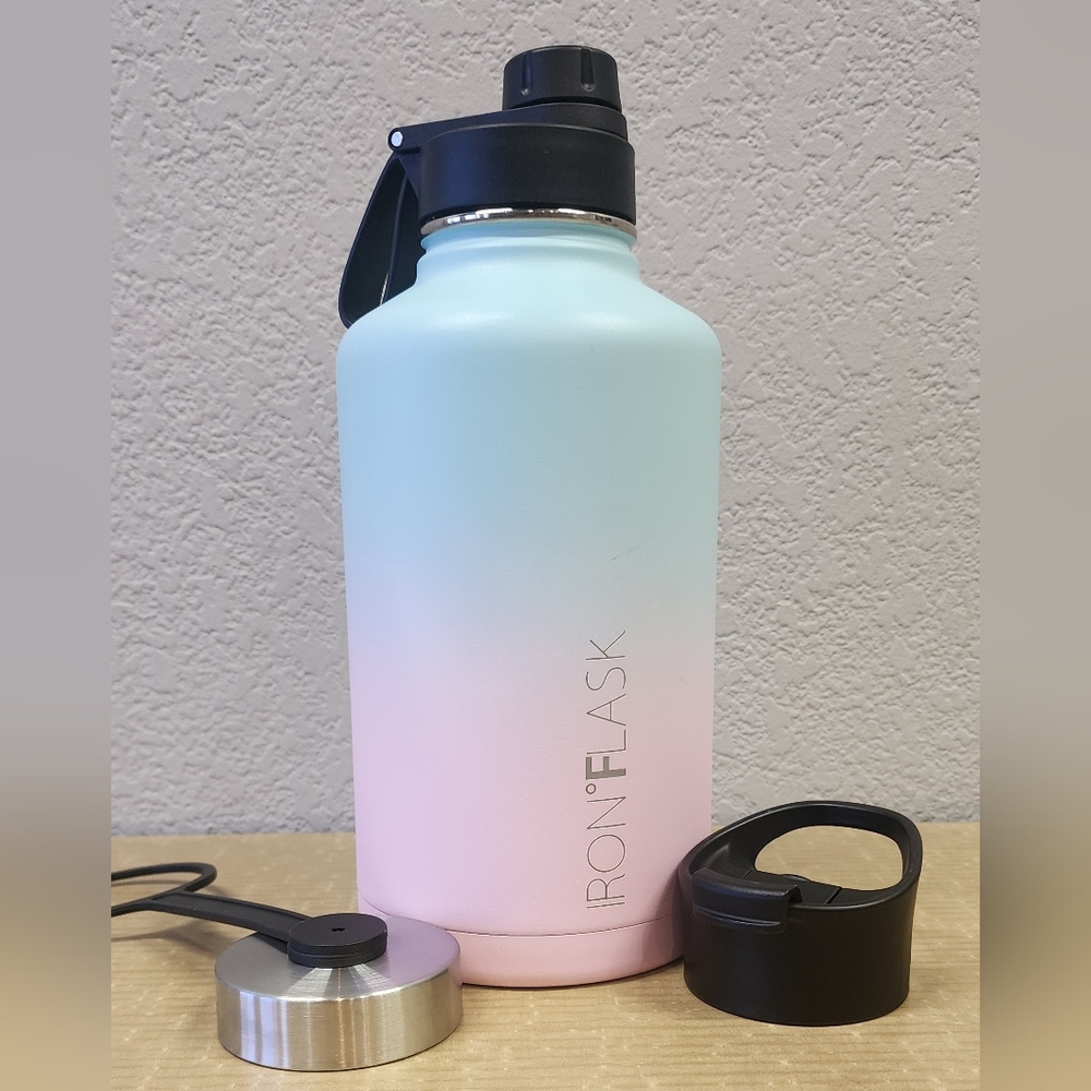 IRON FLASK Sports Water Bottle - 64 Oz, Leak Proof, Vacuum Rainbow